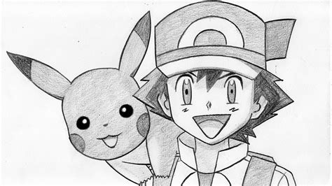 How To Draw Ash And Pikachu Pokemon Step By Step Youtube