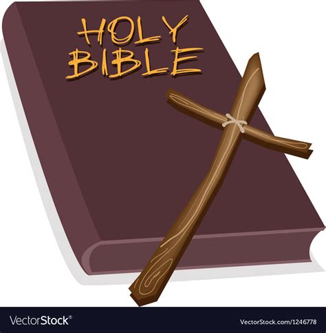 A Brown Holy Bible With A Wooden Cross Royalty Free Vector