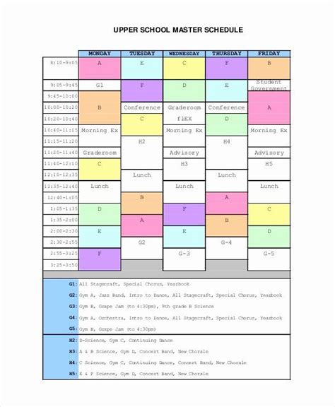 Master Schedule Template Inspirational Master Schedule Template 11 Free