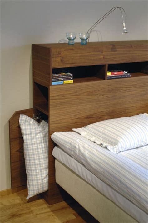 Plywood Masculine Headboard With Storage Compartments Digsdigs Bed