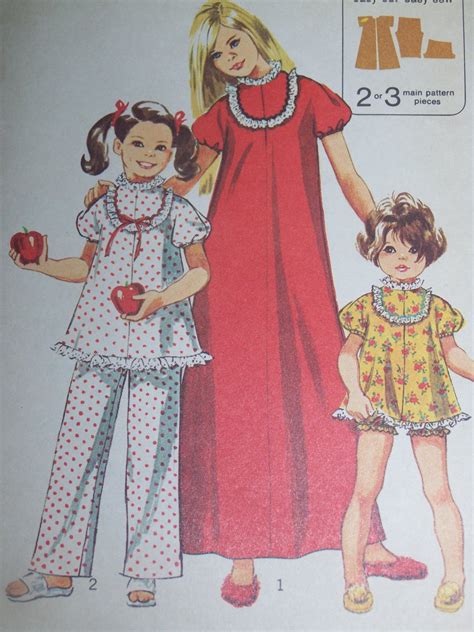 0 Usa Sandh Easy Girls 10 Vintage Pajama Sewing Patterns 9733 Pj Top
