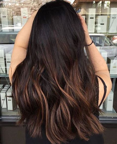 18black hair with golden brown highlights. Dark brown hair styles with highlights and lowlights