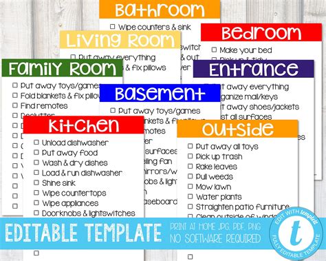 Kids Cleaning Cards Kids Chore Chart Responsibility Cards Room Etsy