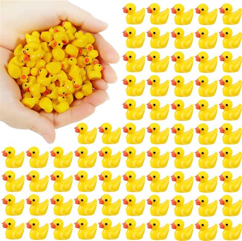 150 pieces mini rubber ducks miniature resin ducks yellow tiny duckies figures for micro