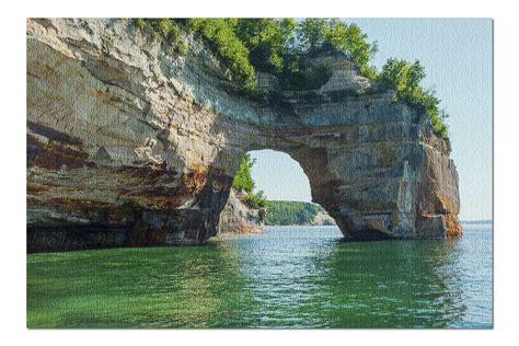 Lake Superior Michigan Rock Bridge At Pictured Rocks National Lake