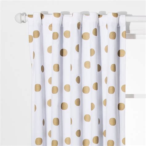 Shop for solid white blackout curtains online at target. Dot Blackout Curtain Panels Gold (42"x95") - Pillowfort | Panel curtains, Gold, white curtains ...