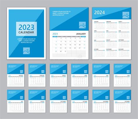 Calendar 2023 2024 Template Set Desk Calendar 2023 Template Set Of 12