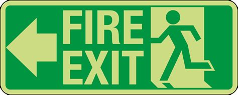 Luminous Exit Sign Running Man Left Fire Exit