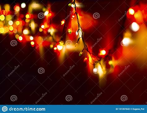 Decorative Colorful Blurred Christmas Lights On Dark Background