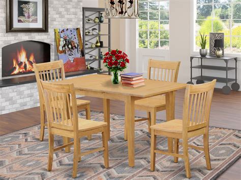 Nofk5 Oak W 5 Pc Dinette Set Dining Tables For Small Spaces And 4