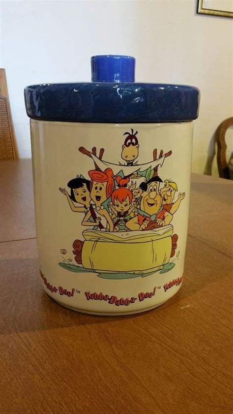 The Flintstones Cookie Jar Ceramic Hanna Barbera White Canister Fred