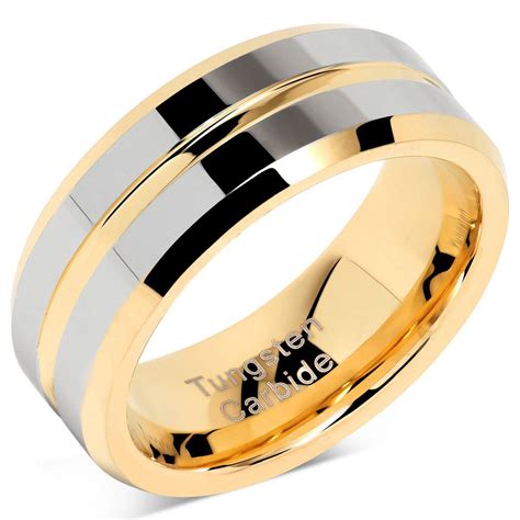 100s Jewelry Tungsten Rings For Mens Wedding Bands Gold Silver Two Tone