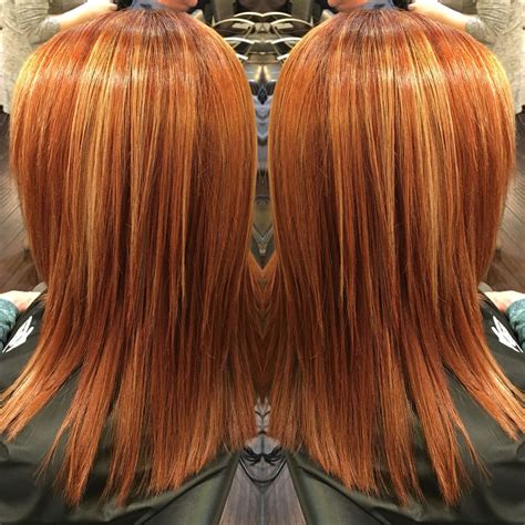 Copper Highlights On Blonde Fashion Style