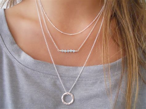 Layered Set Of 3 Necklaces Sterling Silver Necklace Set Pick Your