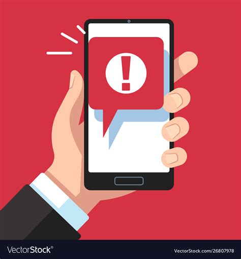 Alert Message Mobile Notification Hand Holding Vector Image