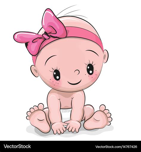 Cute Cartoon Baby Girl Royalty Free Vector Image