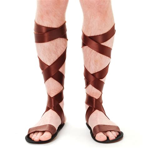 Mens Brown Ancient Roman Gladiator Centurion Sandals Shoes Fancy Dress Accessory Ebay