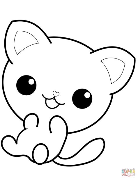 Kawaii Kitty Coloring Page Free Printable Coloring Pages