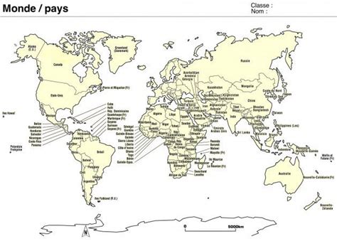 Carte Des Pays Du Monde Planisphère À Imprimer Avec Nom Des Pays Noms des pays Planisphère à