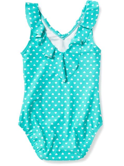 Old Navy Heart Patterned Ruffle Trim Swimsuit Swimsuits Old Navy Maternity Wear