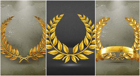 Golden Wreath Set Vector