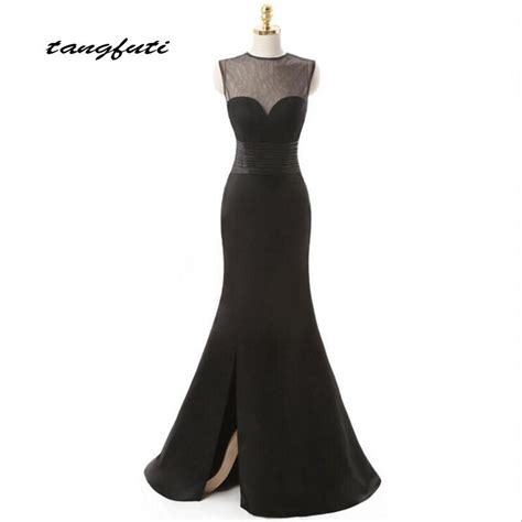 Black Mermaid Evening Dresses Party Long Sheer Scoop Sexy Backless Women Beautiful Prom Formal