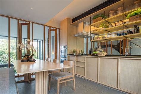 This Modern Kitchen Has Light Wood Cabinets Open Shelving And A