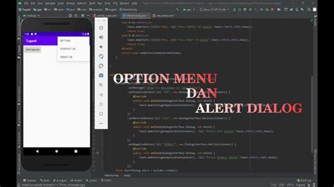 Tutorial Membuat Program Option Menu Dan Alert Dialog Di Android Studio Youtube