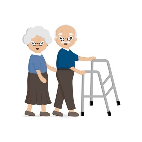 Senior Ouderen Paar De Oude Vrouw Helpt Een Bejaarde Die Met Een