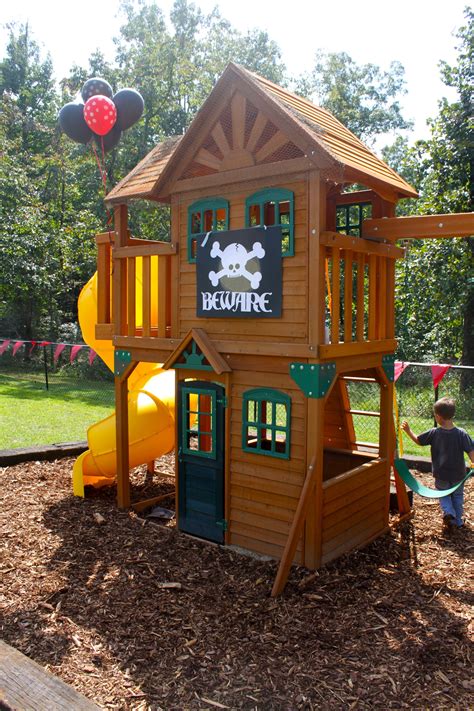 A backyard playset provides many benefits, including encouraging kids to get outside, be more active, and stretch their as children play, they'll compact the mulch, so make sure to periodically add more. Decorate our outdoor playset | Chickerson And Wickewa ...