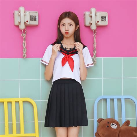 Japanese Student Sailor Uniform Class Service Shirt Anime Cosplay High