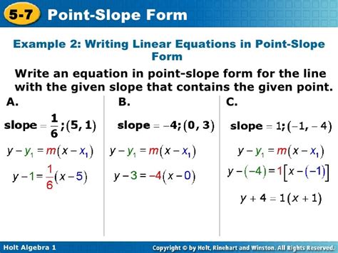 Write An Equation In Point Slope Form Worksheet | Free Worksheets Samples