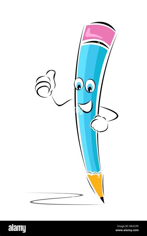 Illustration Of Successful Pencil Giving Happy Expression Stock Photo