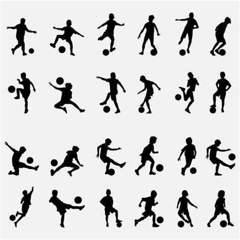 Premium Vector Set Of Kids Soccer Playing Silhouettes