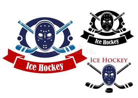 Ice Hockey Symbols Or Emblems Set Stock Vector Illustration Of League
