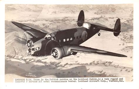 Burbank California Lockheed B 14 Bomber Airplane Real Photo Postcard
