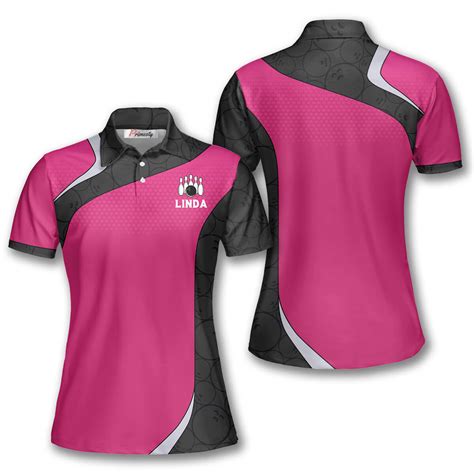 Bowling Pattern Black Pink Custom Bowling Shirts For Women Primesty