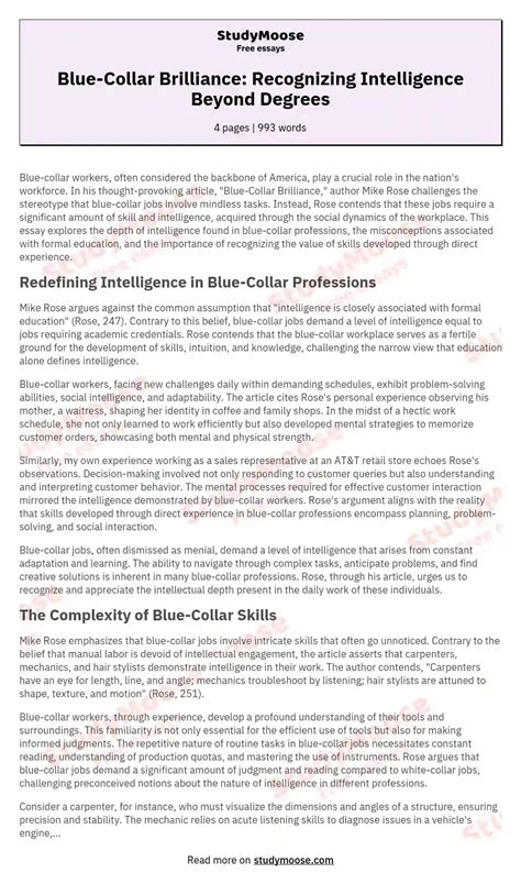Blue Collar Brilliance Recognizing Intelligence Beyond Degrees Free