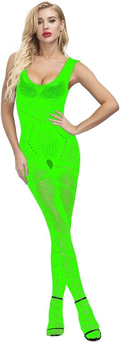 Manxivoo Womens Fishnet Bodystocking Plus Size Crotchless Bodysuit Sexy