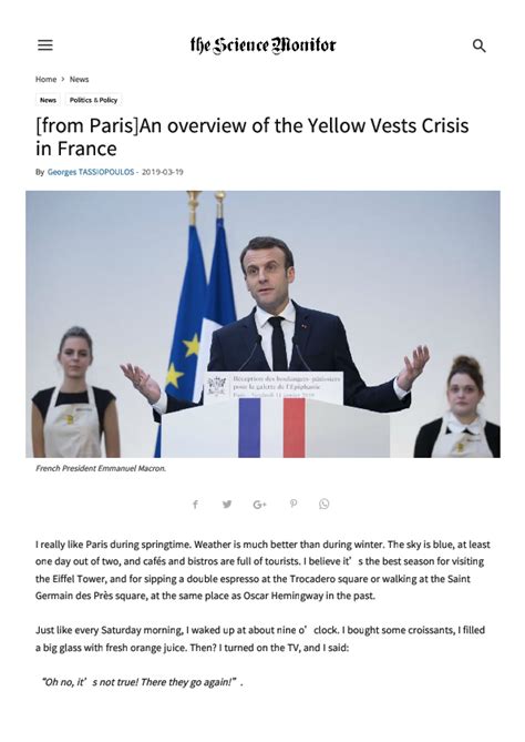 Pdf From Paris An Overview Of The Yellow Vests Crisis In France 사이언스