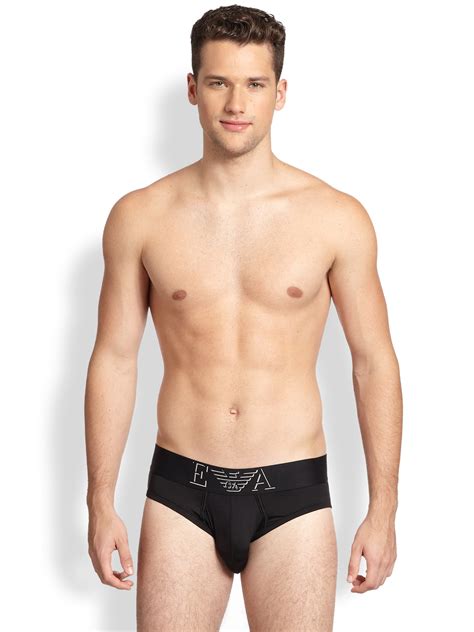 lyst emporio armani colored stretch cotton boxer briefs in black for men