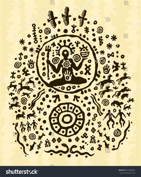 Ethnic Tribal Native Prehistoric Shaman Symbol Stock Vector