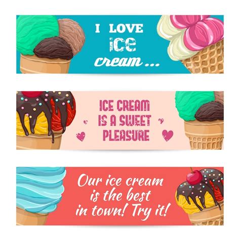 Premium Vector Set Of Banners With Ice Cream