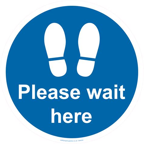 Please Wait Here Floor Graphic From Safety Sign Supplies