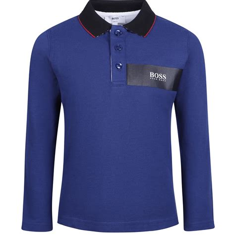 Boss Boys Long Sleeve Polo Shirt In Dark Blue — Bambinifashioncom