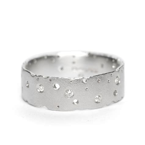 Diamond And Patterned Silver Ring Contemporary Rings By Contemporary