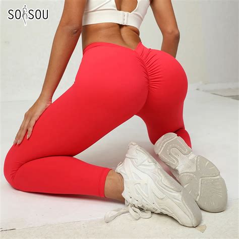 soisou nylon women s pants leggings gym yoga sport pants sexy v shaped waist elastic tight