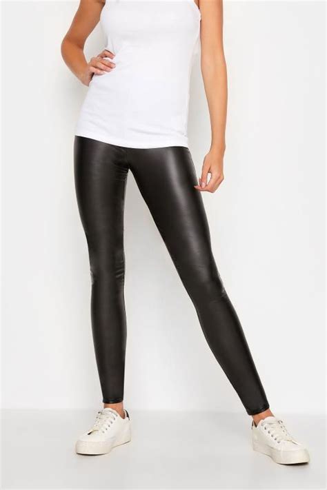 Lts Tall Womens Black Leather Look Leggings Long Tall Sally