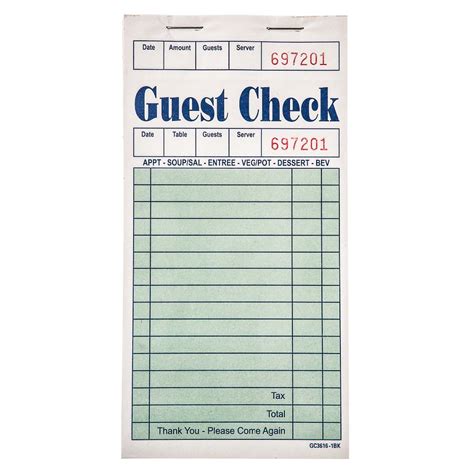 Restaurant Guest Checks With Carbonless Book Buy Guest Checks