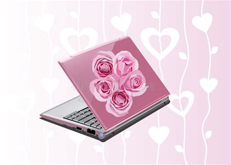 Pink Laptop Icon Isolated On Blue Background Computer Notebook With
